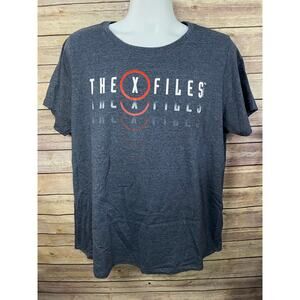 X-Files T-Shirt Women’s 2XL Gray Red Circle Logo Sci-Fi TV Show Graphic Tee